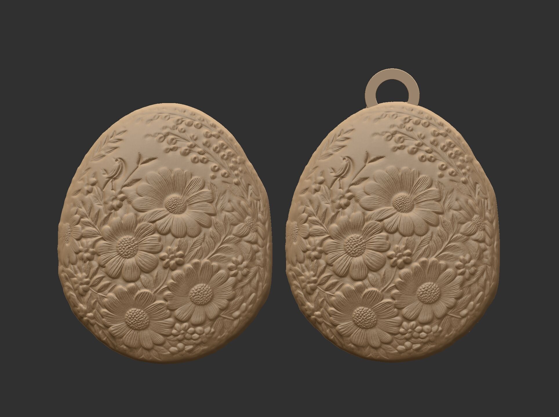 easter egg with full of flower keychain 3D print model_3