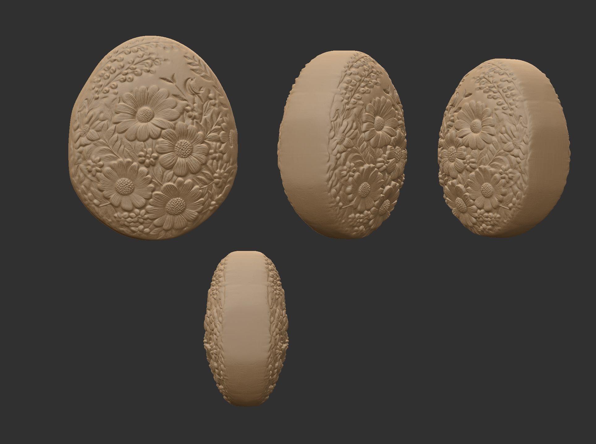 easter egg with full of flower keychain 3D print model_4