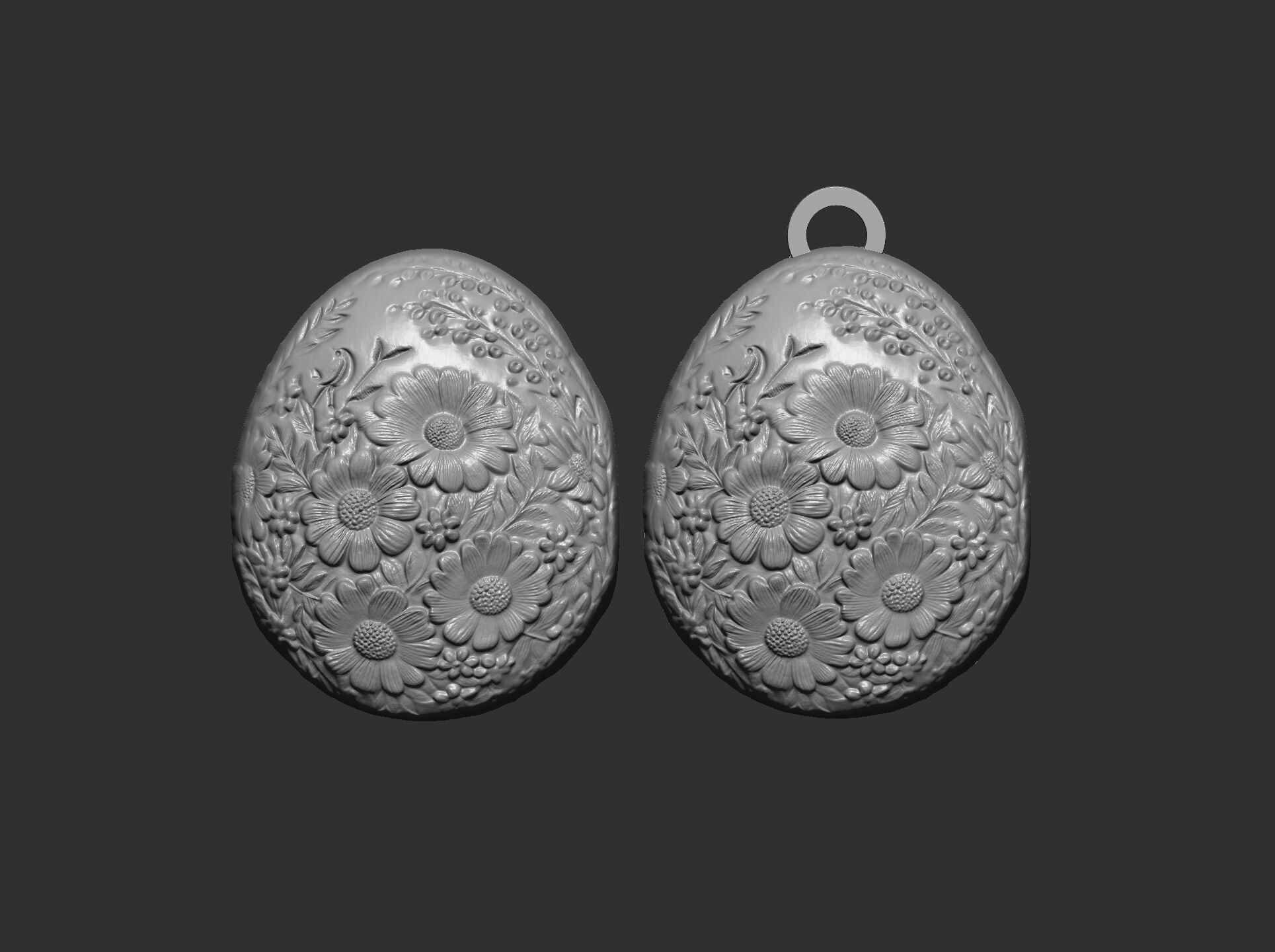 easter egg with full of flower keychain 3D print model_12