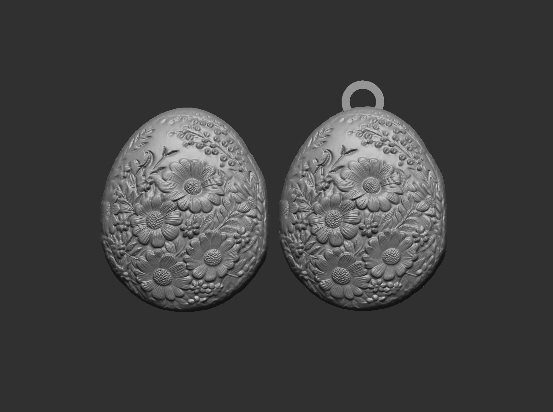 easter egg with full of flower keychain 3D print model_9