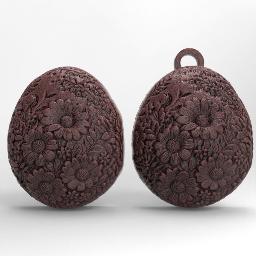 easter egg with full of flower keychain 3D print model_2