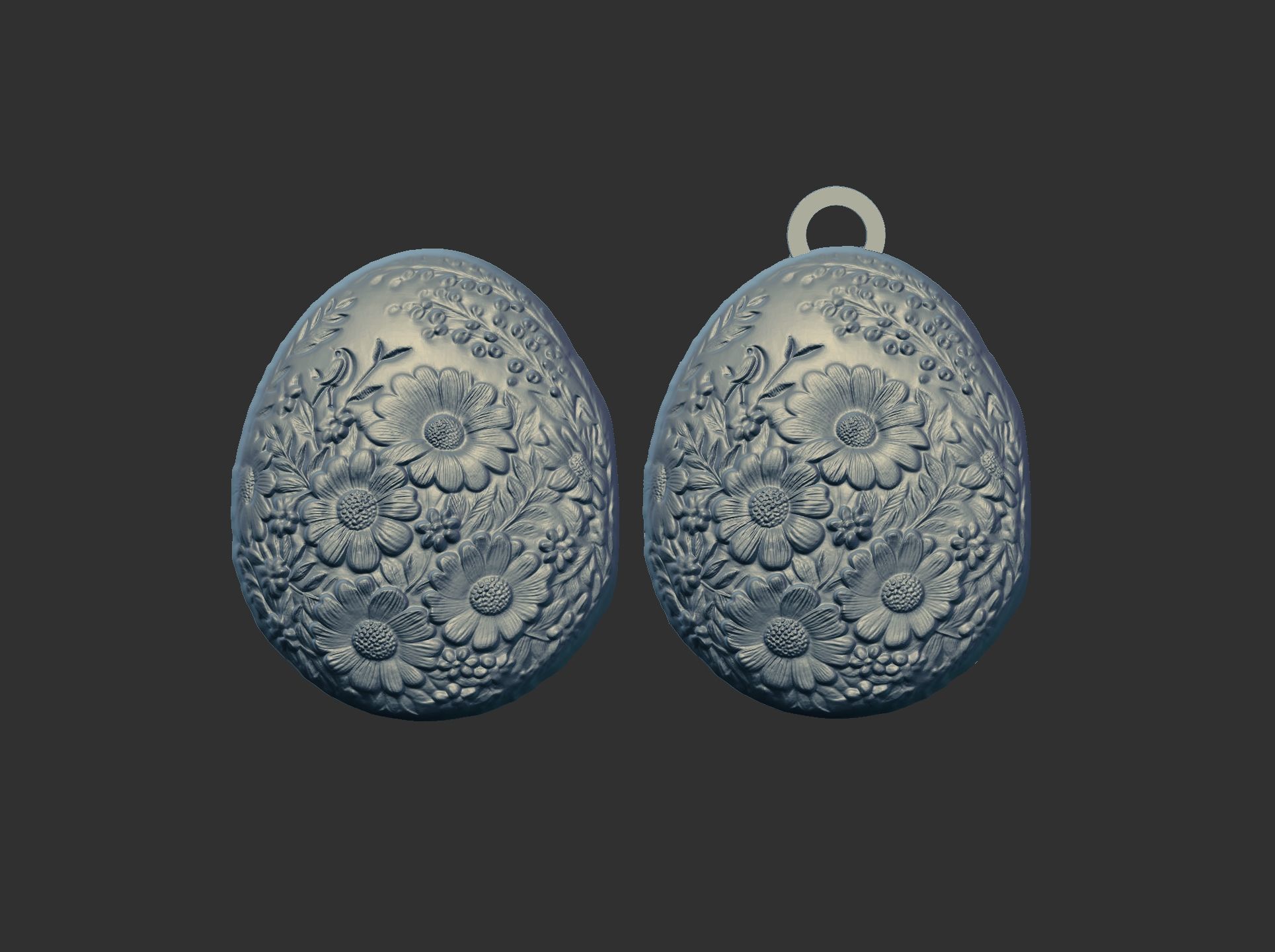 easter egg with full of flower keychain 3D print model_6