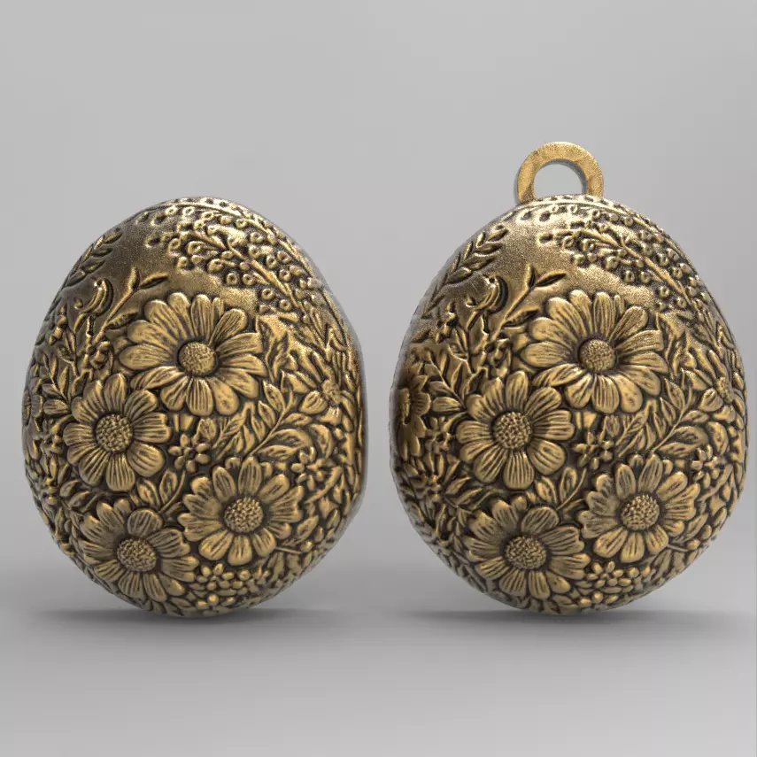 easter egg with full of flower keychain 3D print model_0