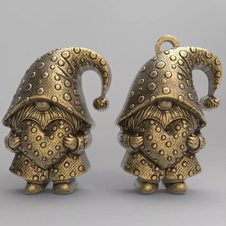 valentines gnome with heart 3D print model_0