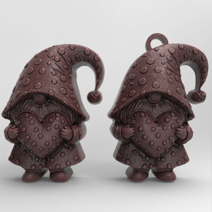 valentines gnome with heart 3D print model_2