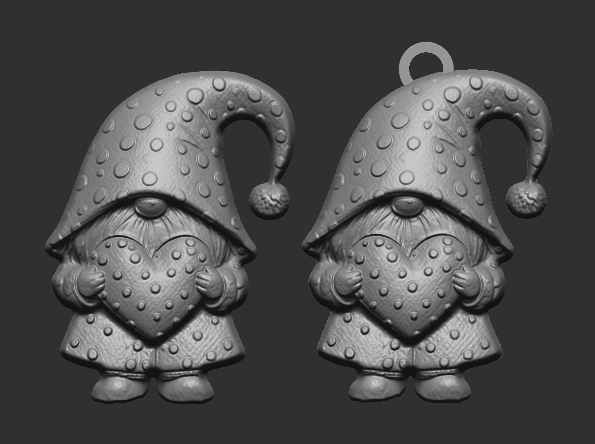 valentines gnome with heart 3D print model_4