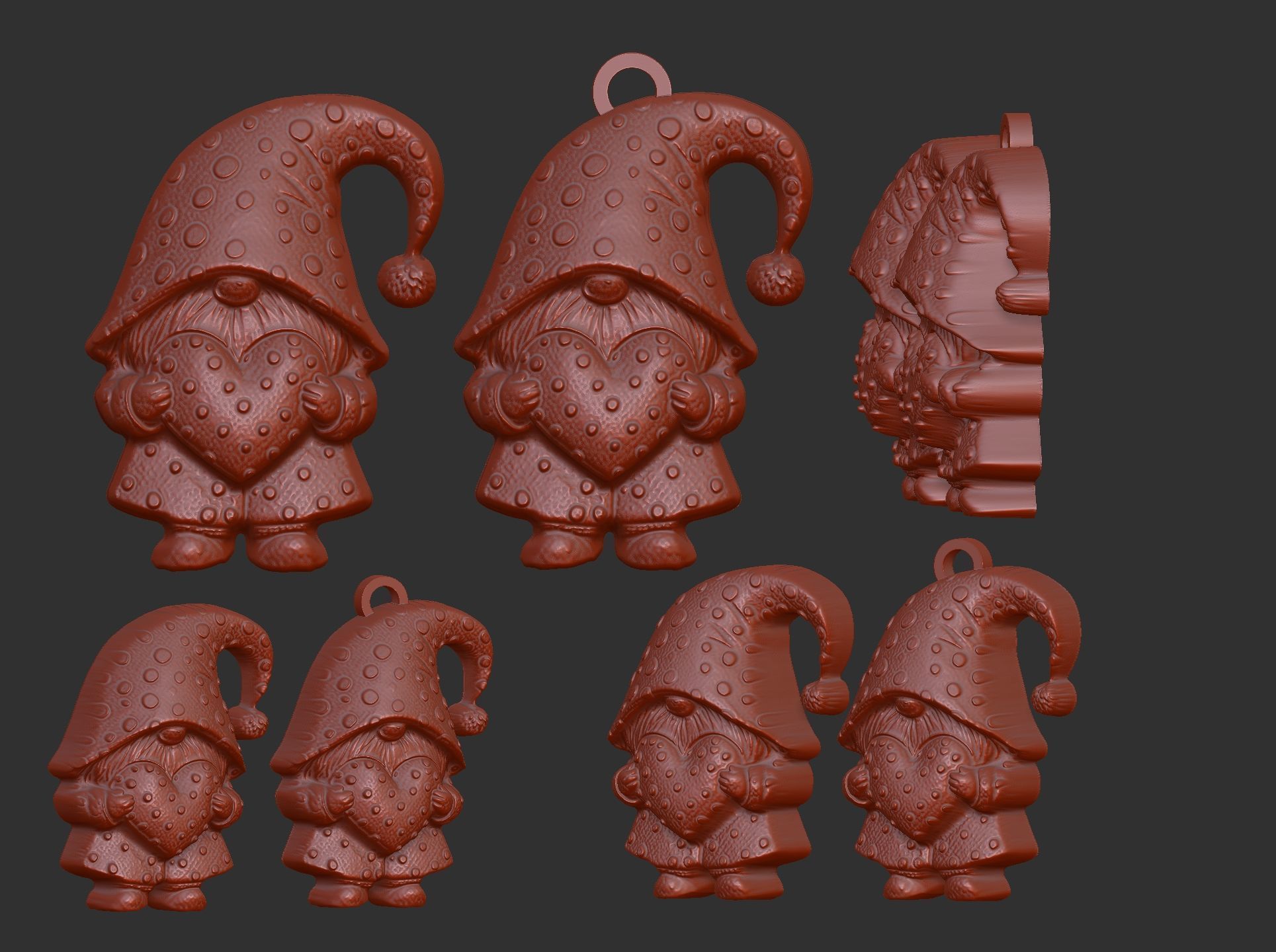 valentines gnome with heart 3D print model_3