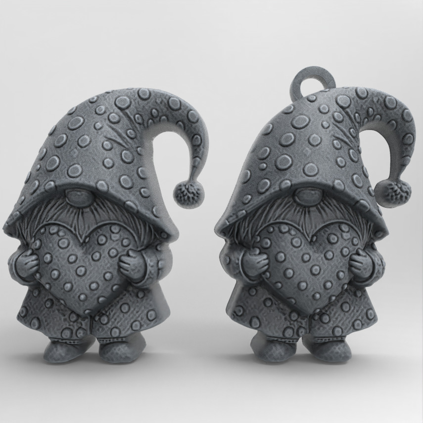 valentines gnome with heart 3D print model_1