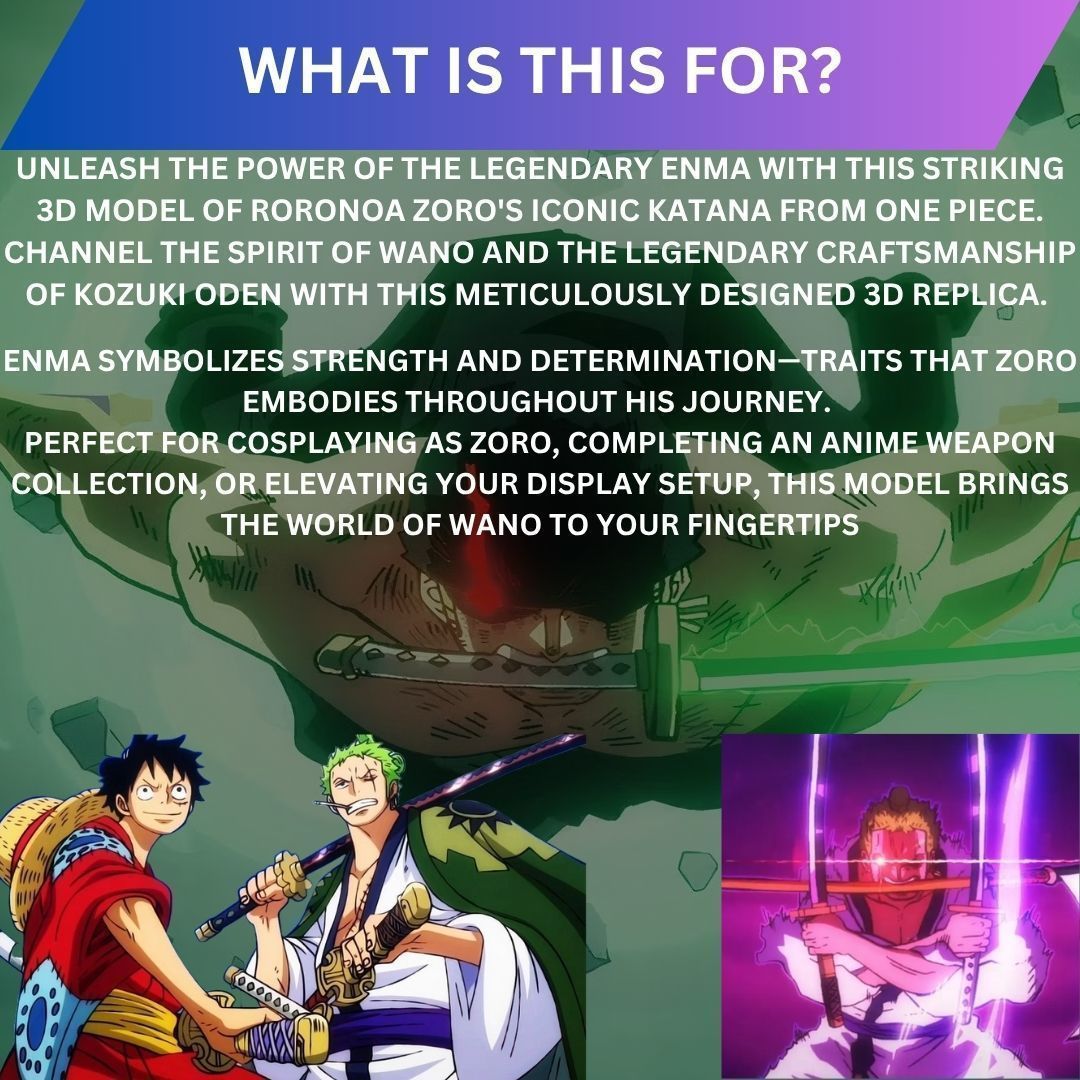 One piece - Zoros Enma katana 3D print model_3