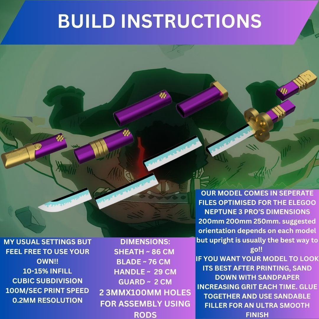 One piece - Zoros Enma katana 3D print model_4