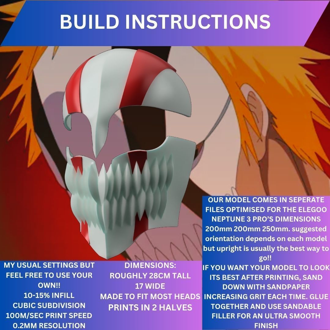 Bleach - Ichigos Hollow Mask 3D print model_4