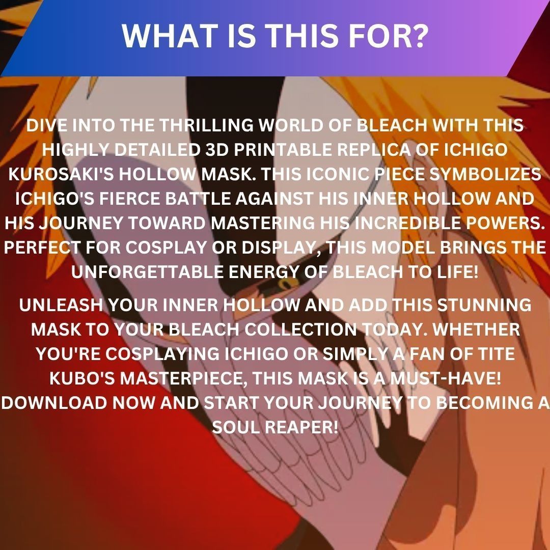 Bleach - Ichigos Hollow Mask 3D print model_3
