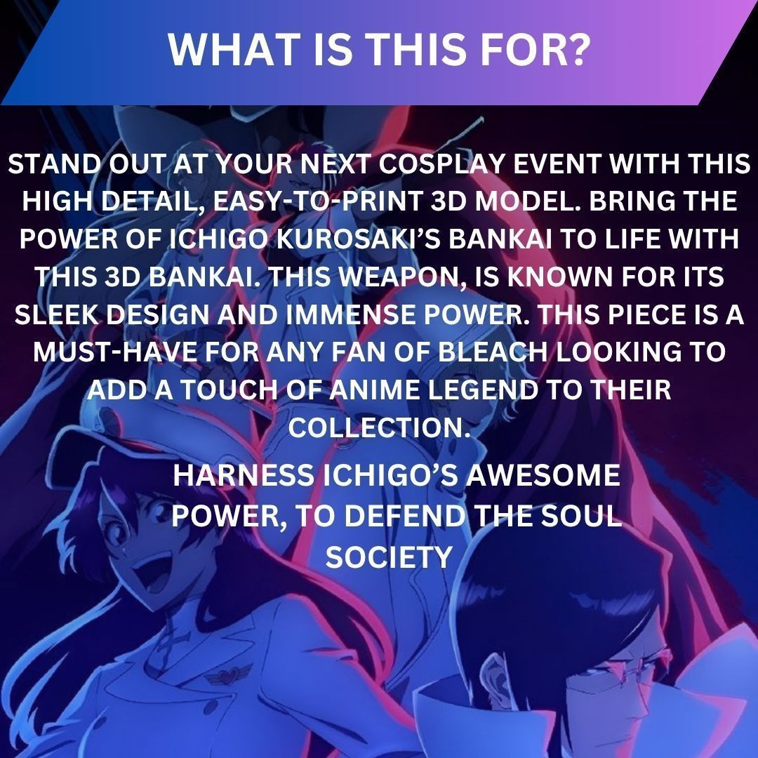 Bleach - Ichigos Fullbring Bankai Tensa Zangetsu 3D print model_3