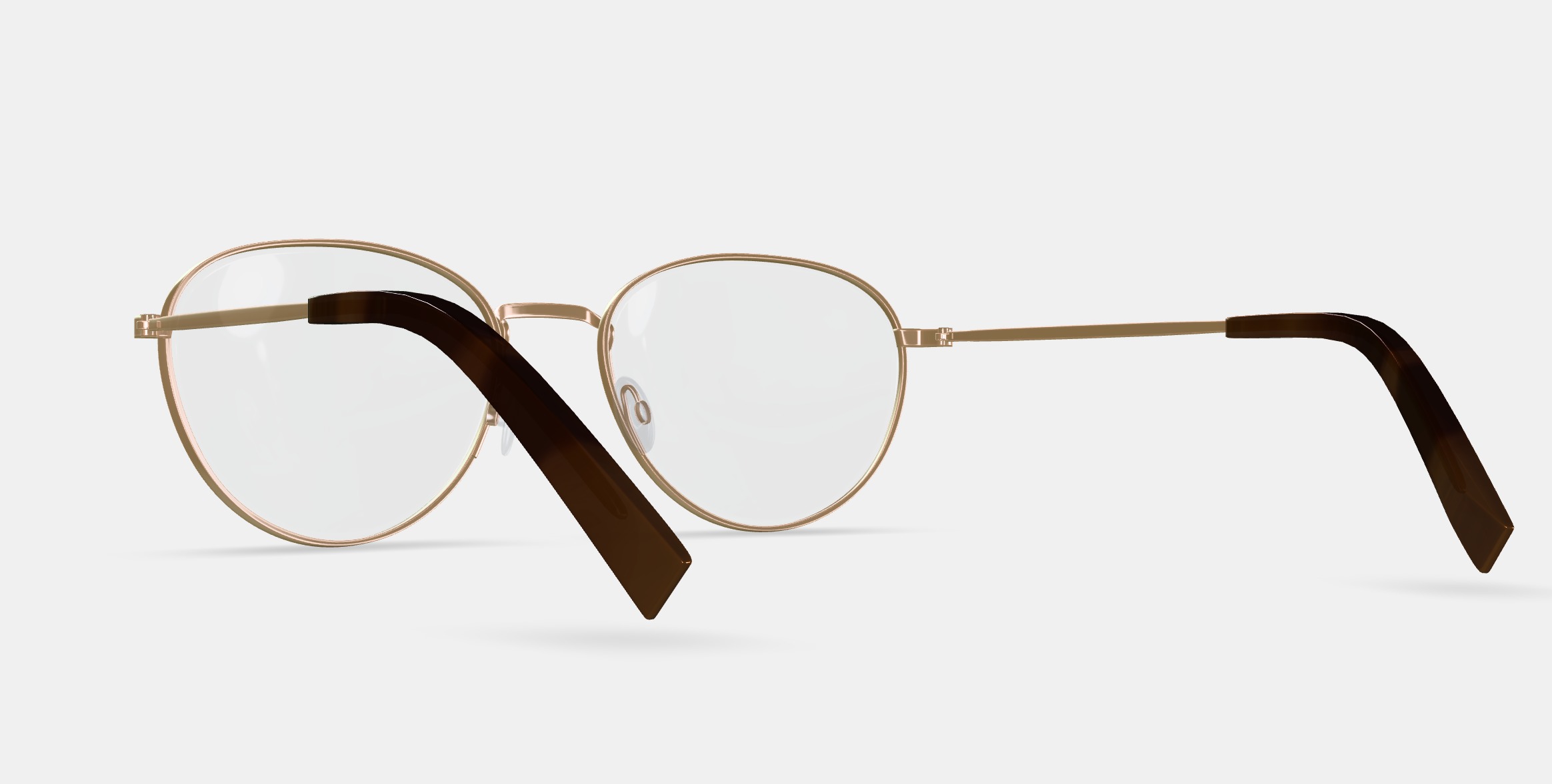 Hawkins Eyeglasses in Polished Gold 3D model_2