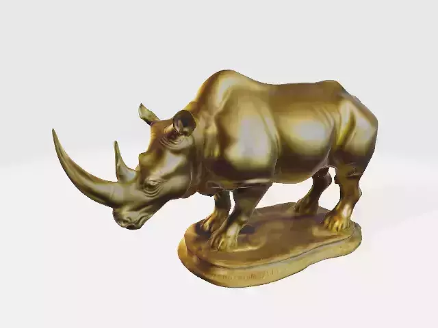Gold rhino statue
