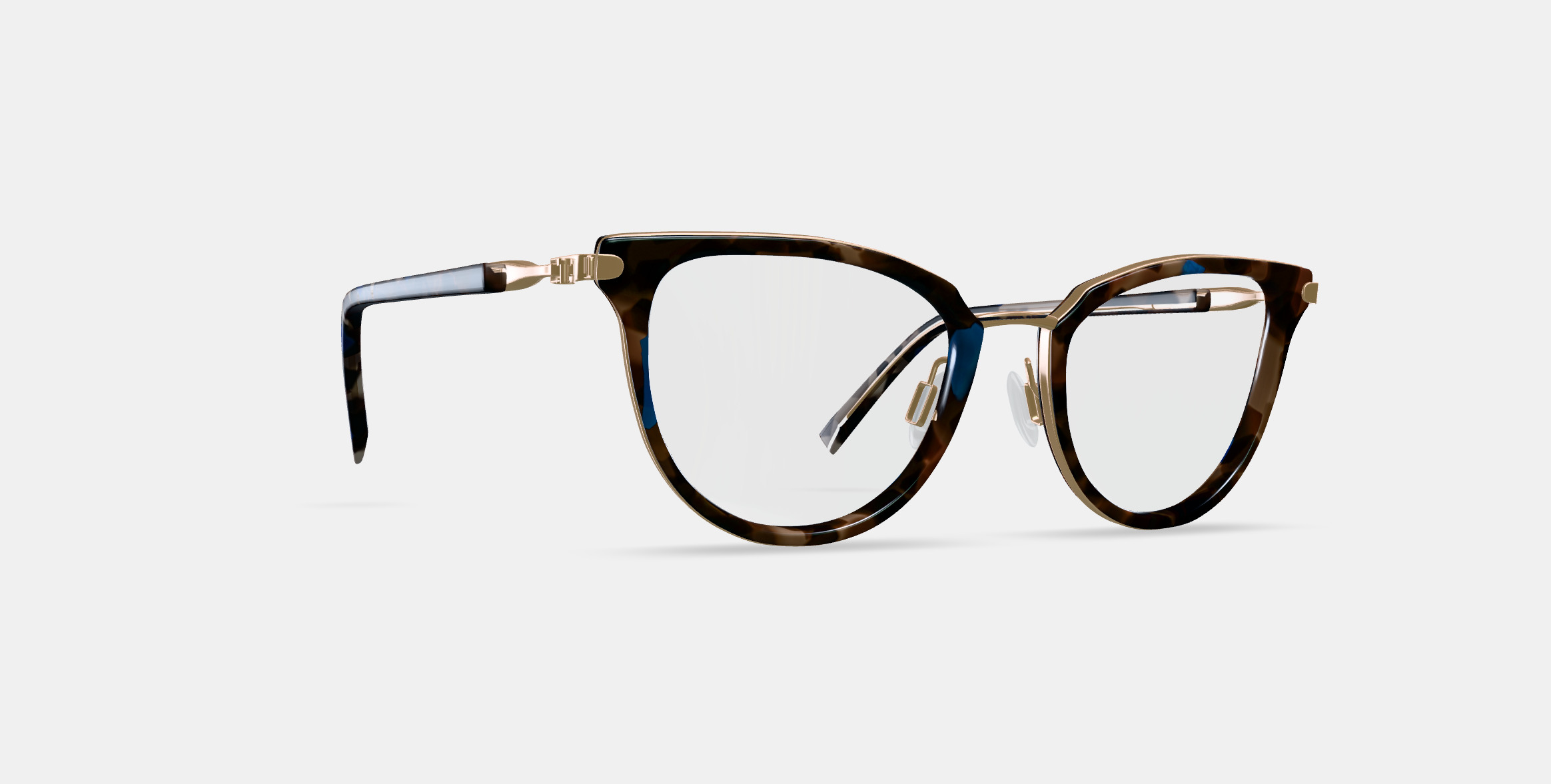 Toula Eyeglasses in Tanzanite Tortoise with Polished Gold 3D model_9