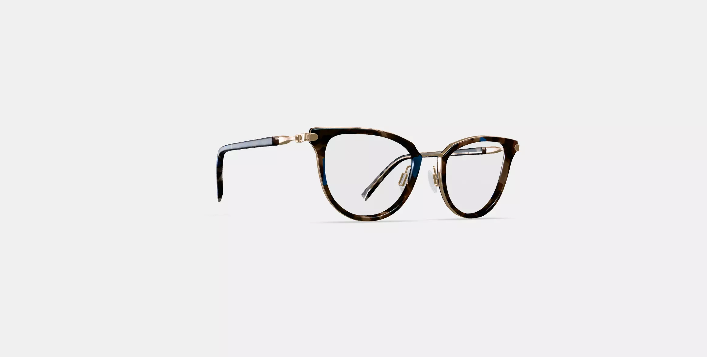 Toula Eyeglasses in Tanzanite Tortoise with Polished Gold 3D model_0