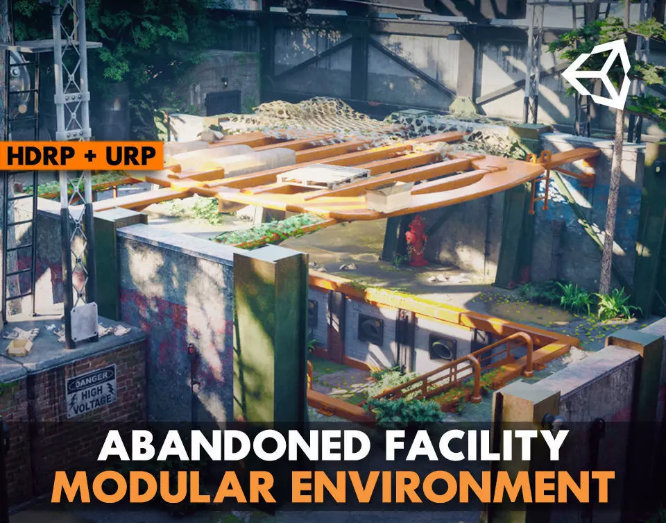 Abandoned Facility MODULAR - UNITY --HDRP-URP-- Low-poly 3D model_0