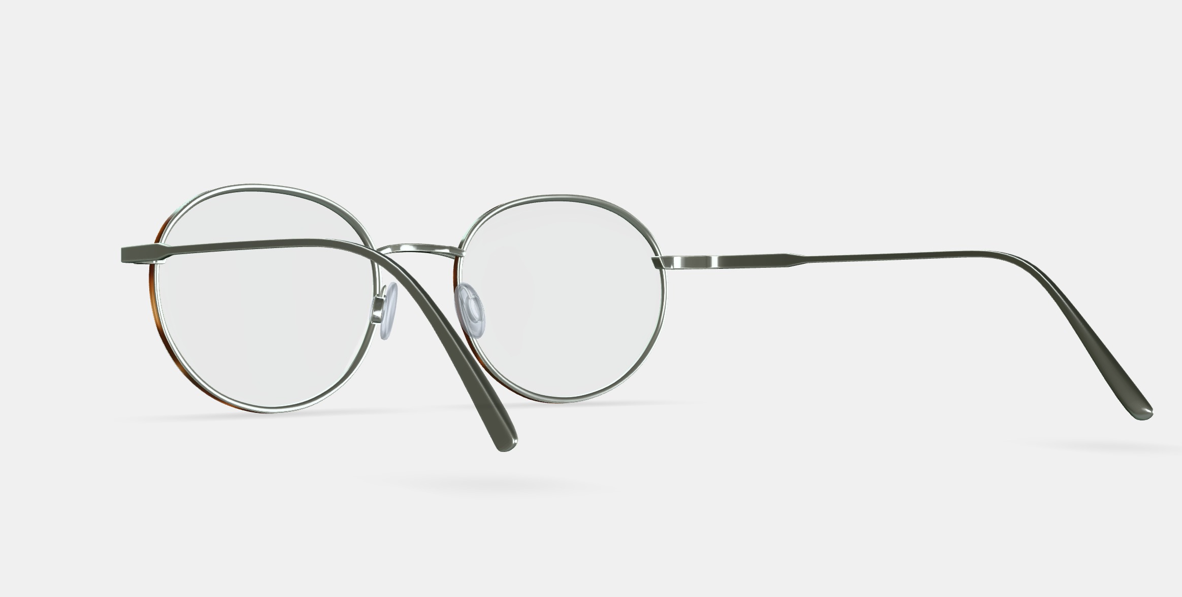 Garrison Eyeglasses in Polished Silver With Oak Barrel 3D model_4