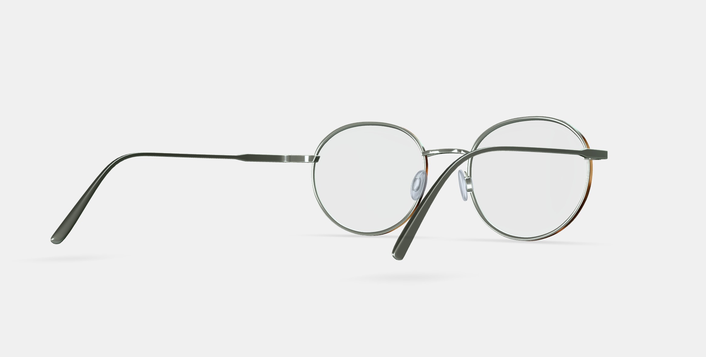 Garrison Eyeglasses in Polished Silver With Oak Barrel 3D model_6