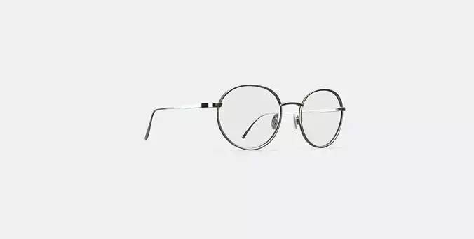 Garrison Eyeglasses in Polished Silver With Oak Barrel