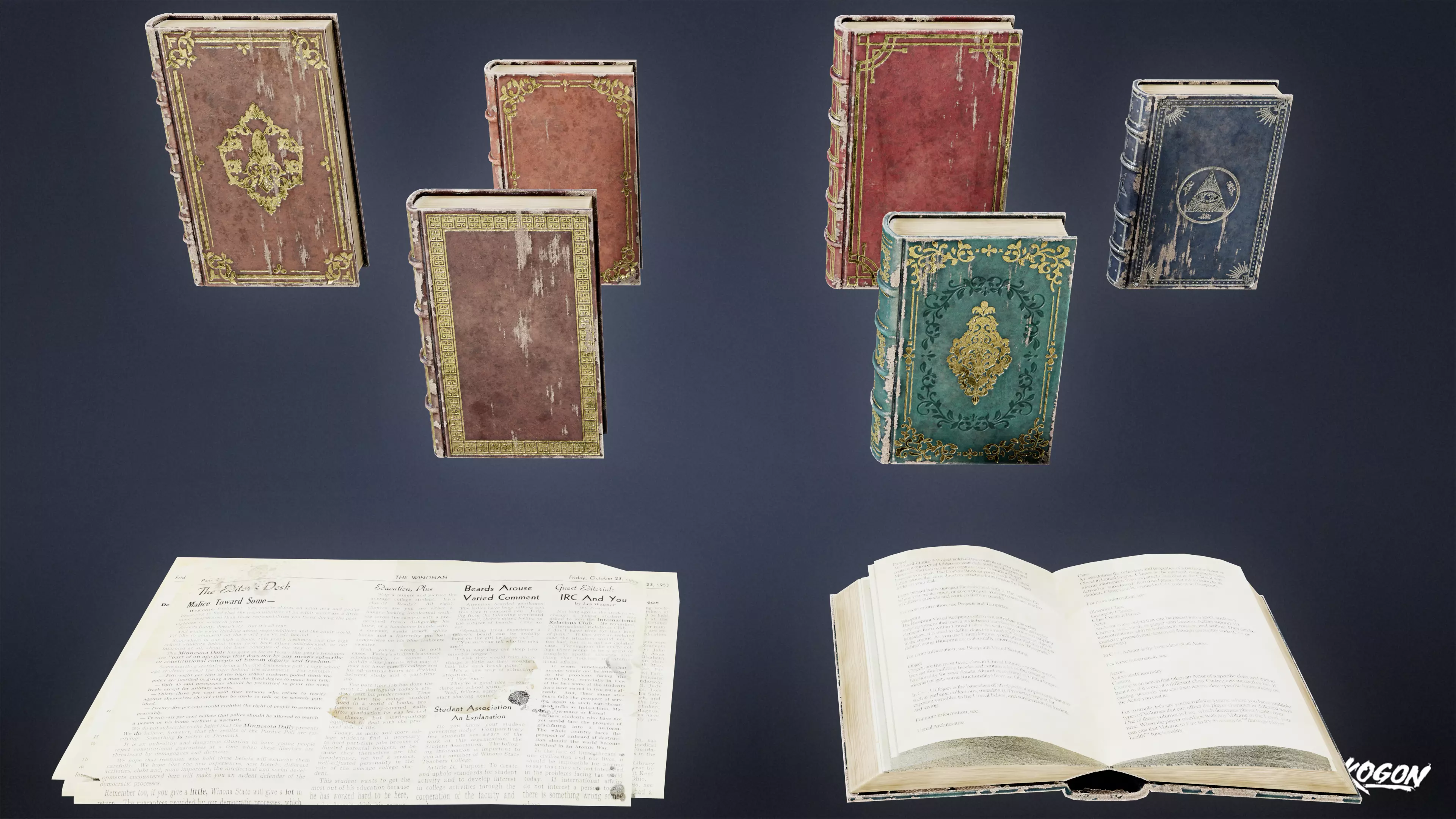 ANEMOIA MANOR - Books 01 - LOW POLY Low-poly 3D model_0