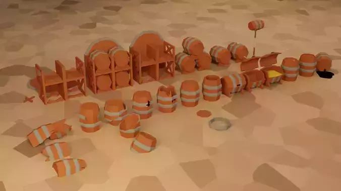 BarreLs Asset pack in Low-poly stylistic