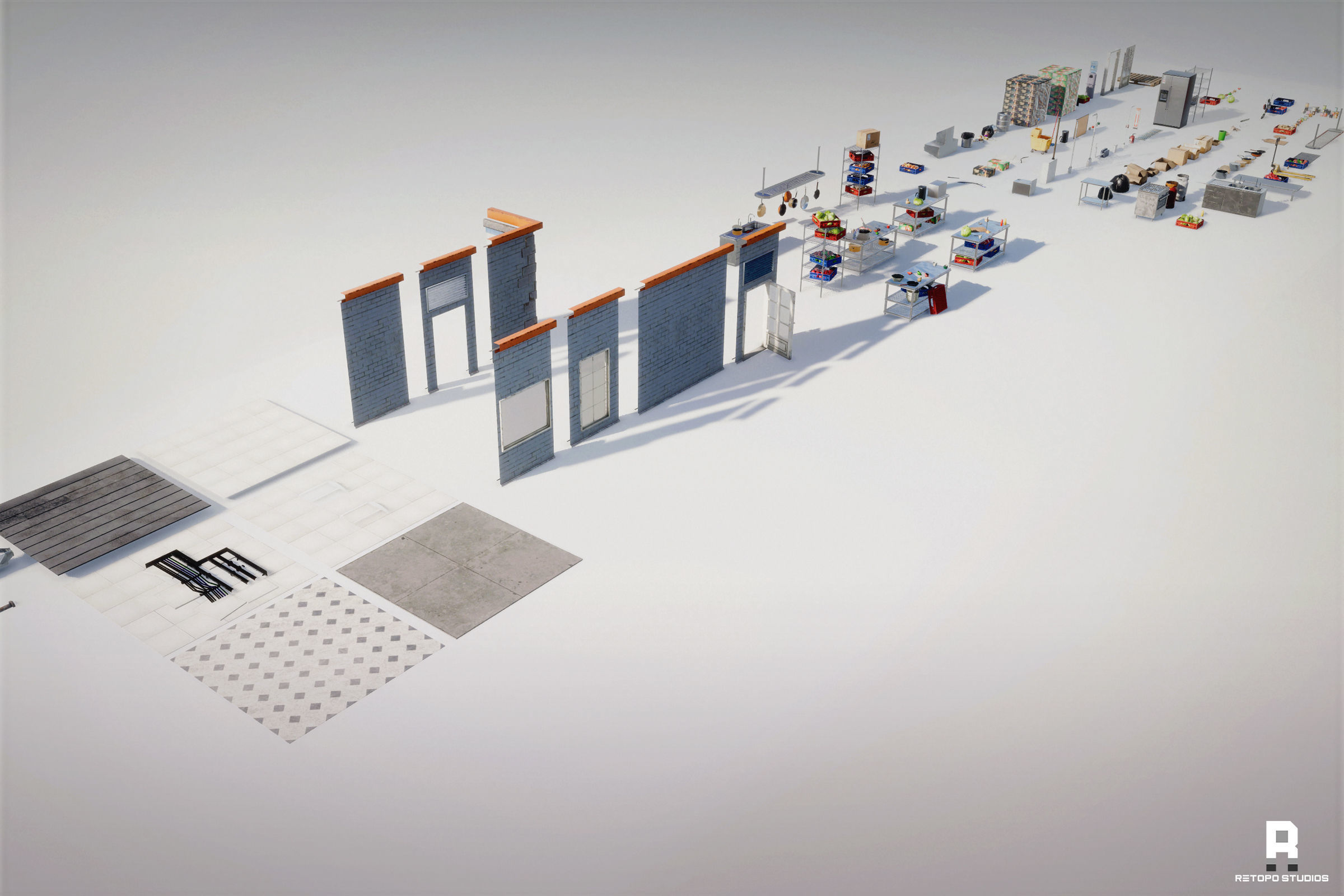 Restaurant Kitchen MODULAR - UNITY --Hdrp-Urp-- Low-poly 3D model_13