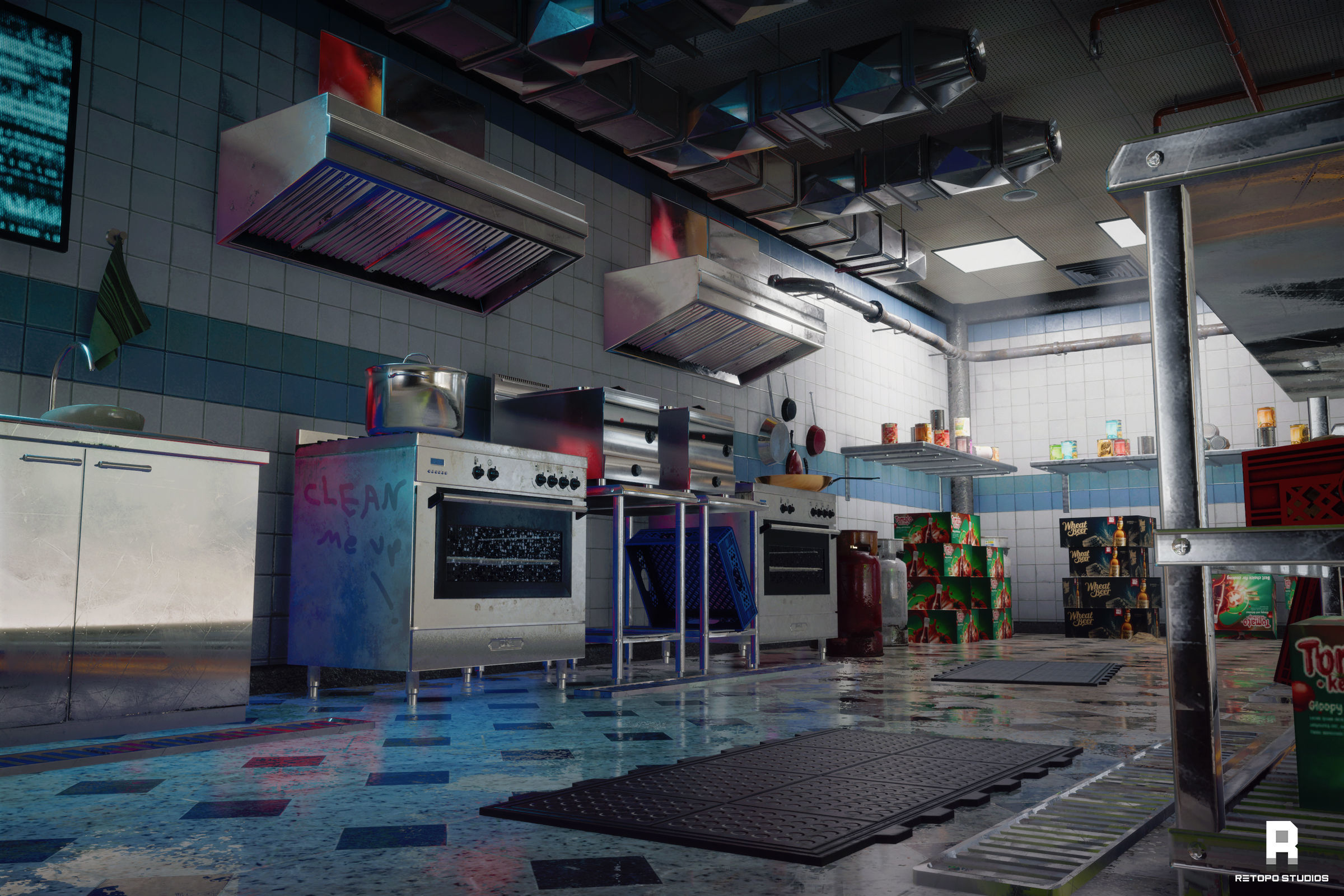 Restaurant Kitchen MODULAR - UNITY --Hdrp-Urp-- Low-poly 3D model_9