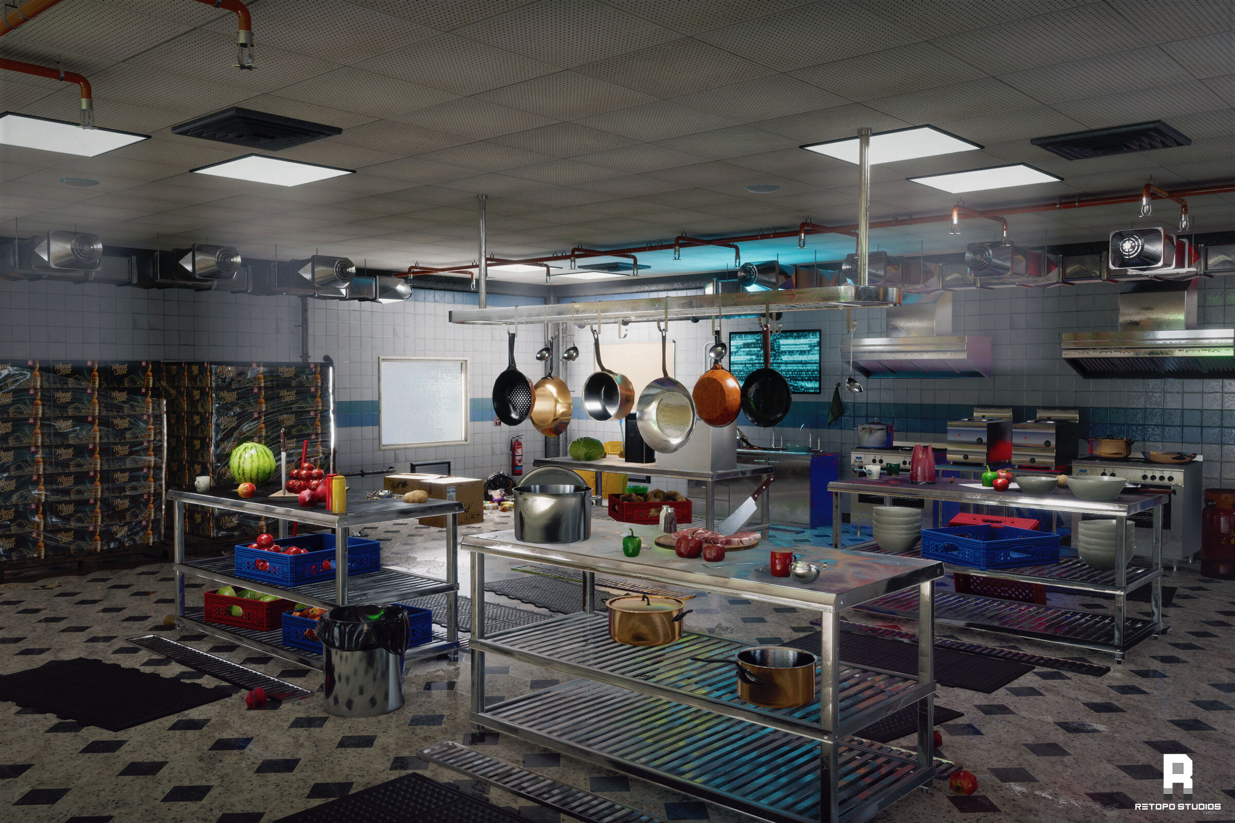 Restaurant Kitchen MODULAR - UNITY --Hdrp-Urp-- Low-poly 3D model_3