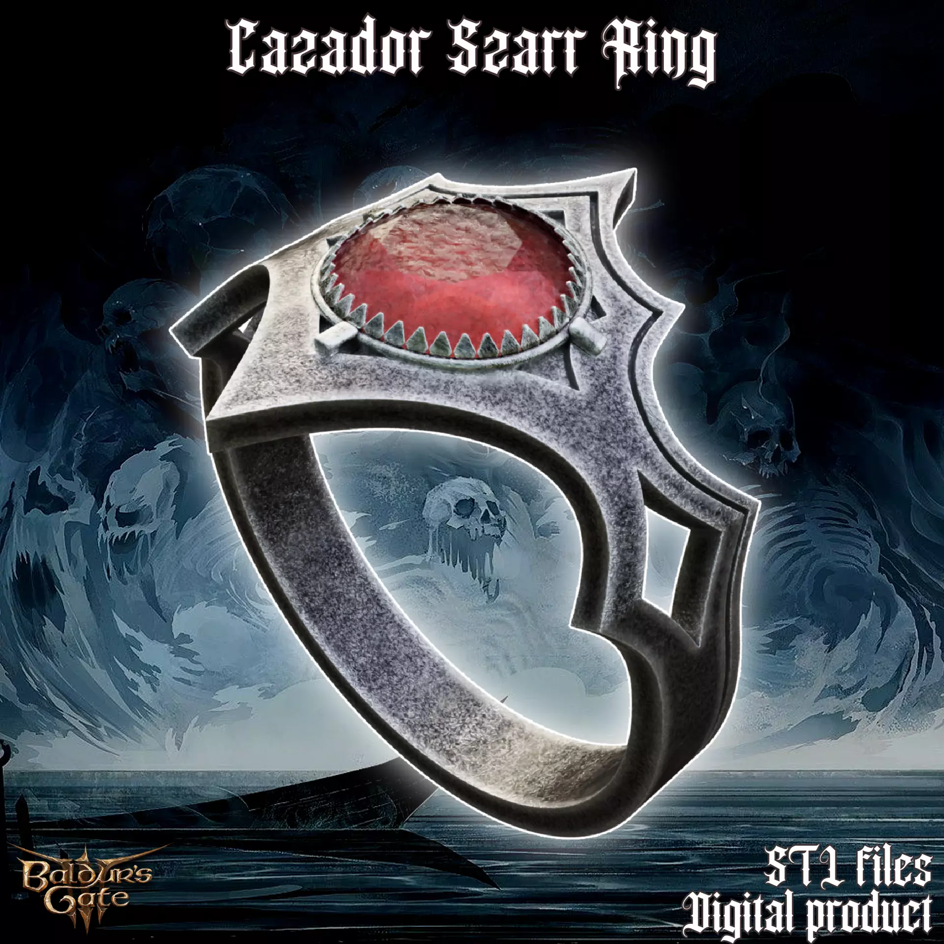 Fantasy Cazador Szarr Cosplay Ring Baldurs Gate 3 3D print model