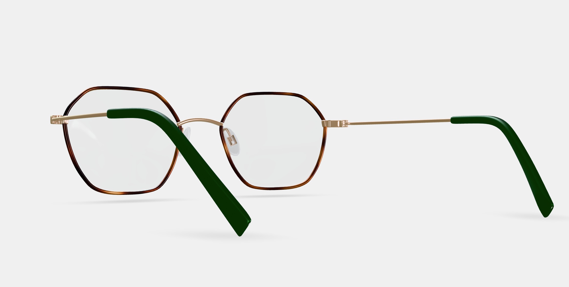 Murrow Eyeglasses in Oak Barrel with Polished Gold 3D model_2