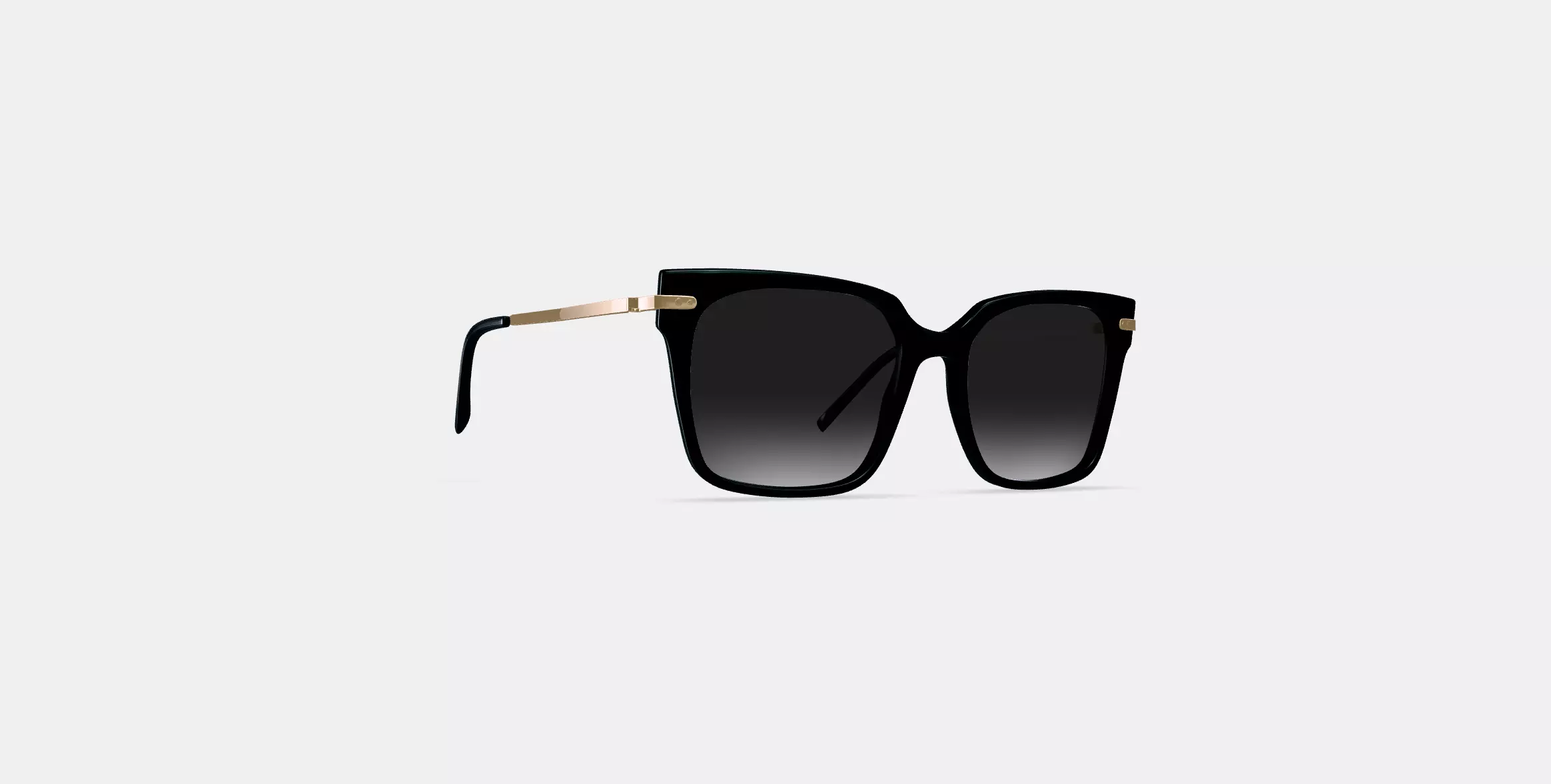Vela Sunglasses in Jet Black with Polished Gold 3D model