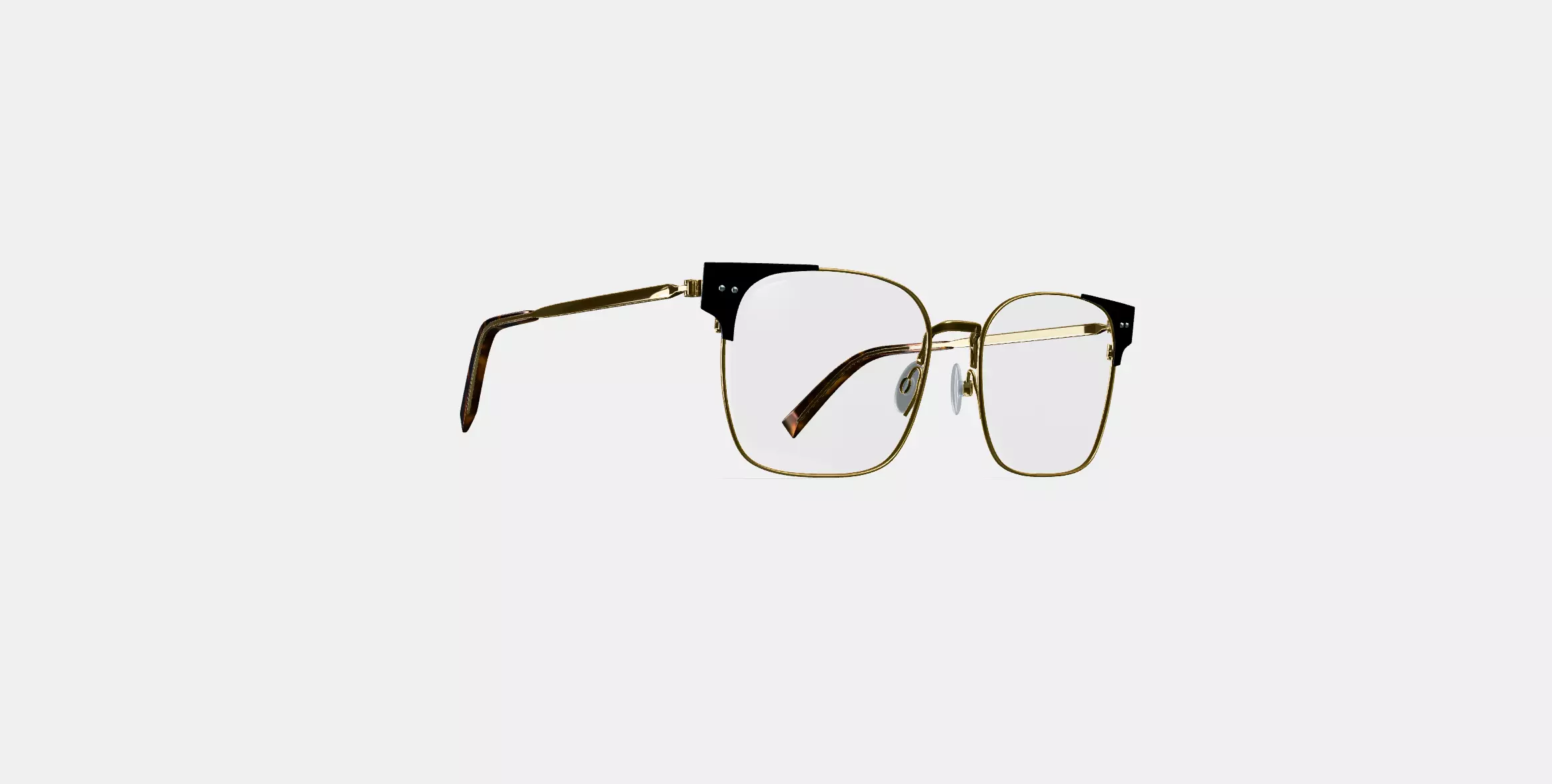 Ramona Eyeglasses in Jet Black with Polished Gold 3D model