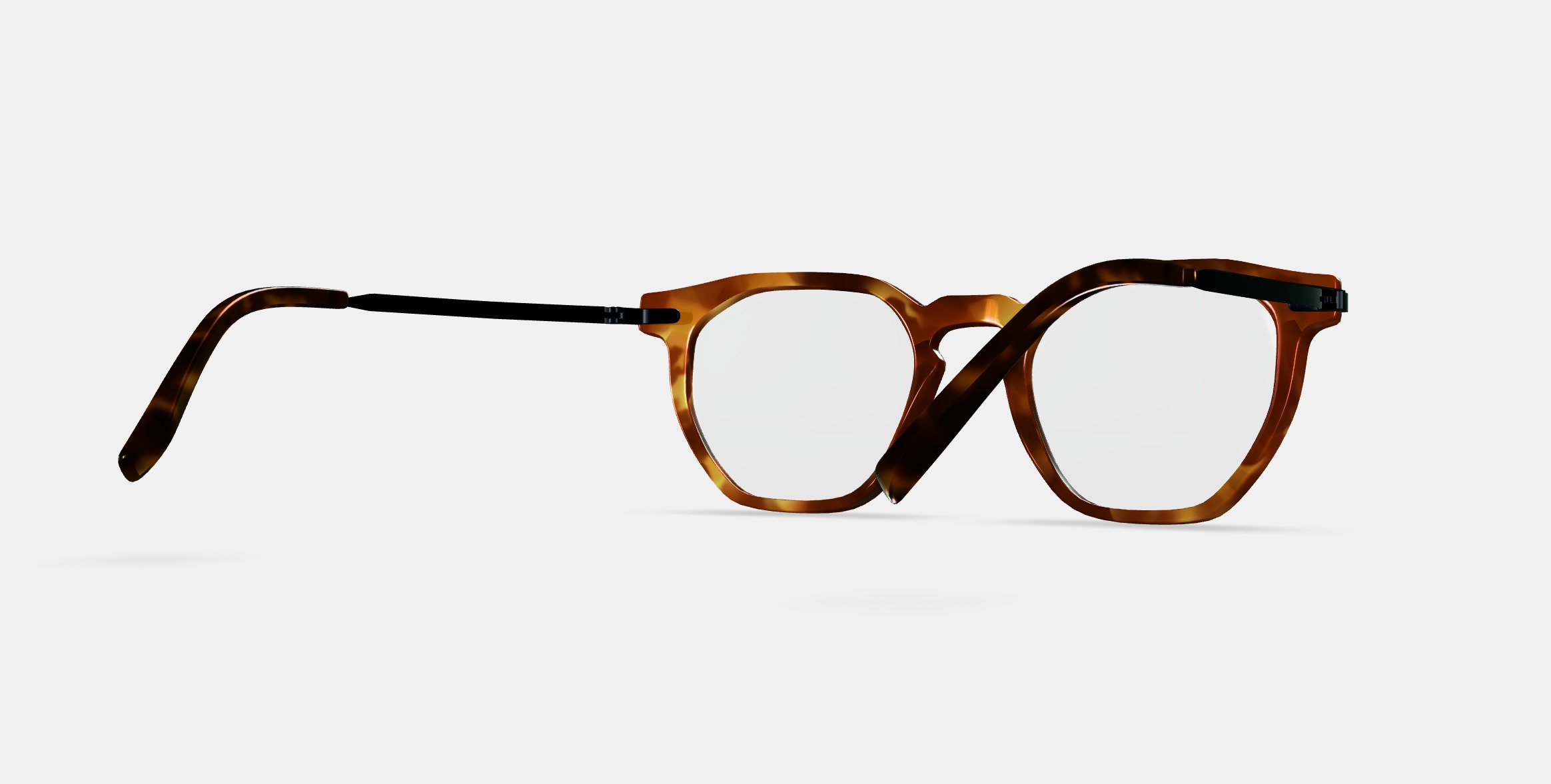 Rustin Eyeglasses in Root Beer with Brushed Ink 3D model_5