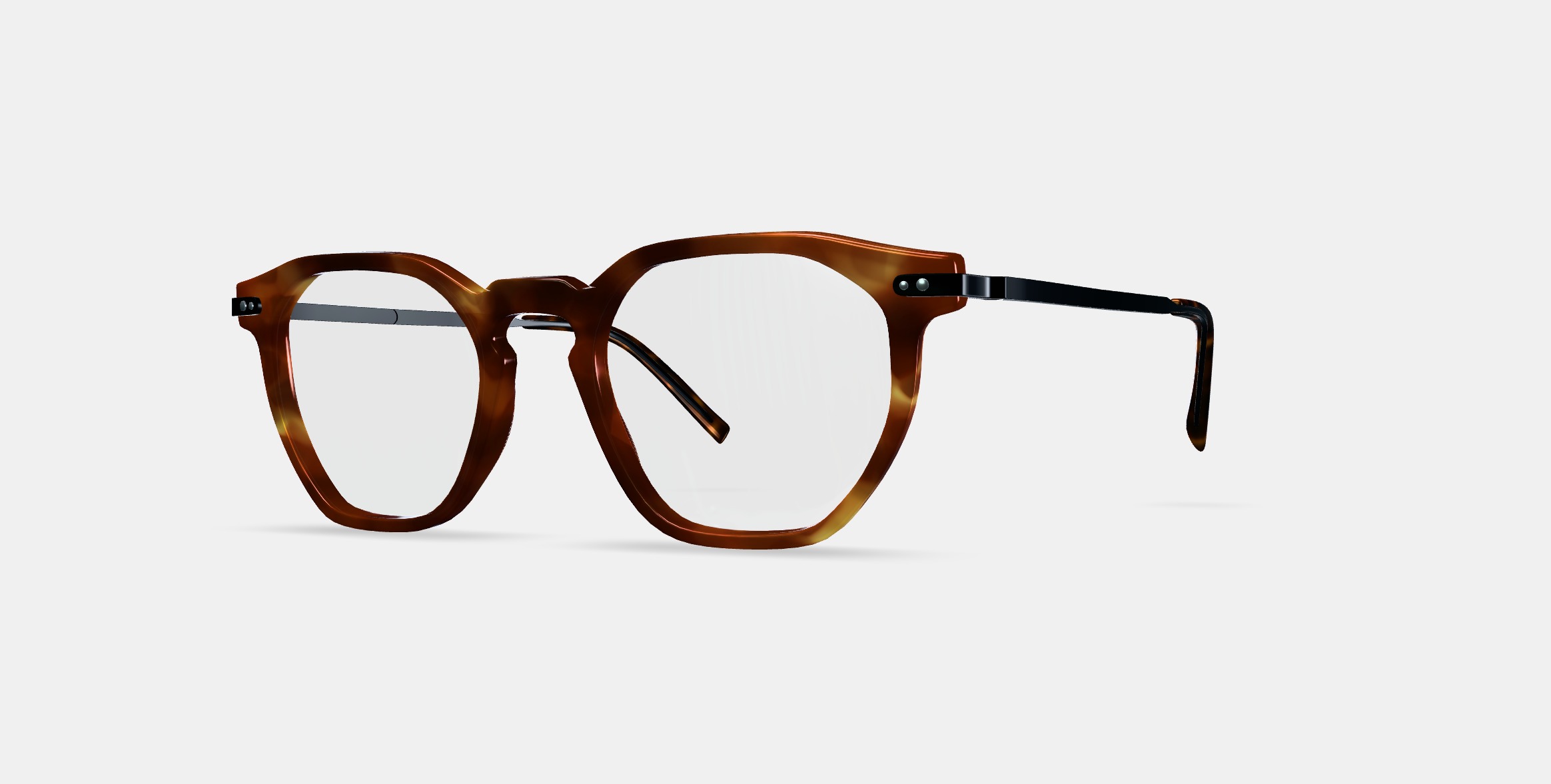 Rustin Eyeglasses in Root Beer with Brushed Ink 3D model_12