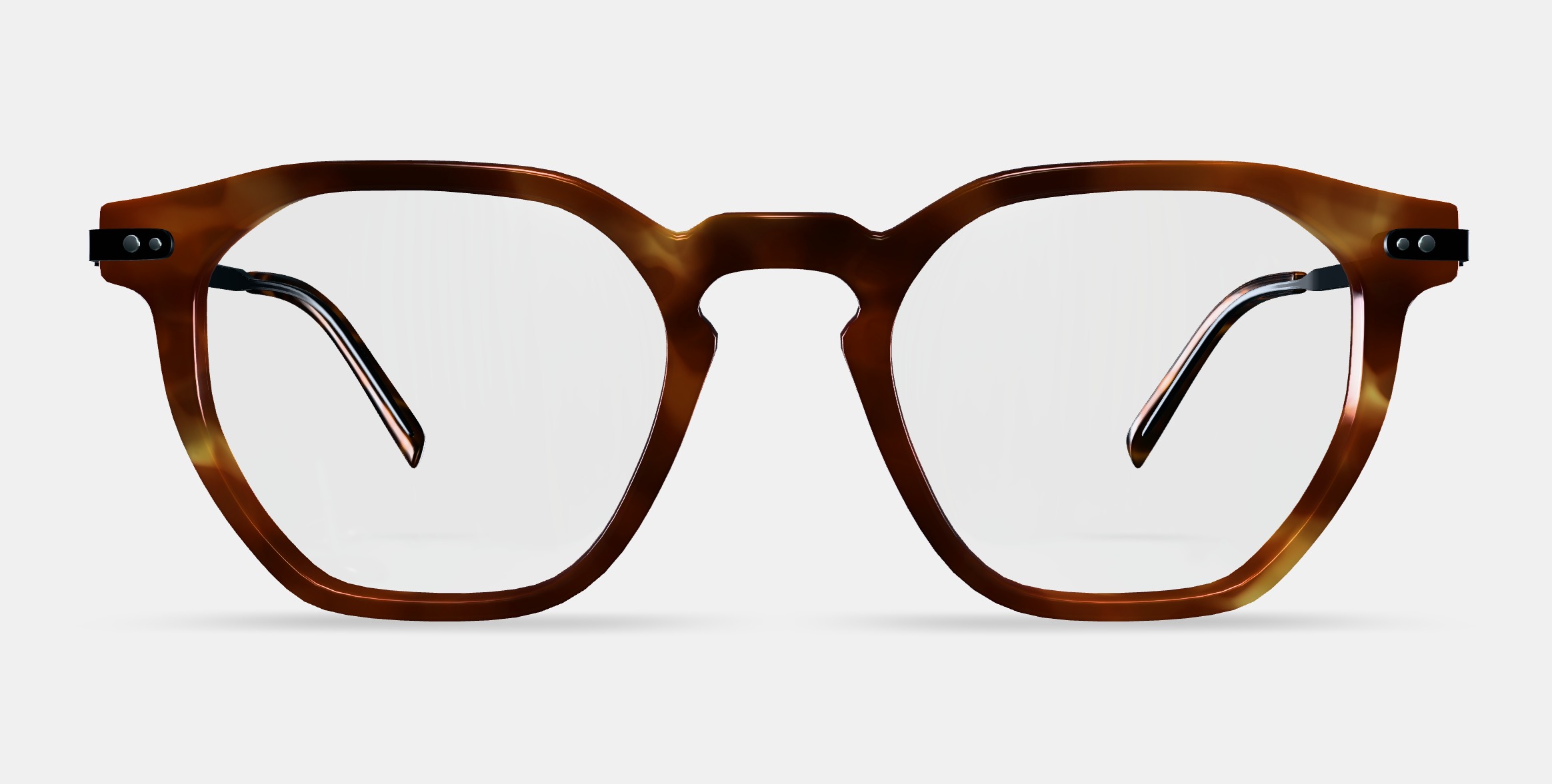 Rustin Eyeglasses in Root Beer with Brushed Ink 3D model_10