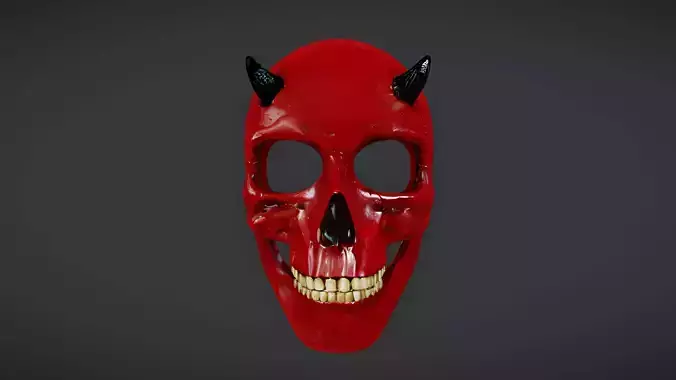 Red Devil Skull Mask Free low-poly 3D model