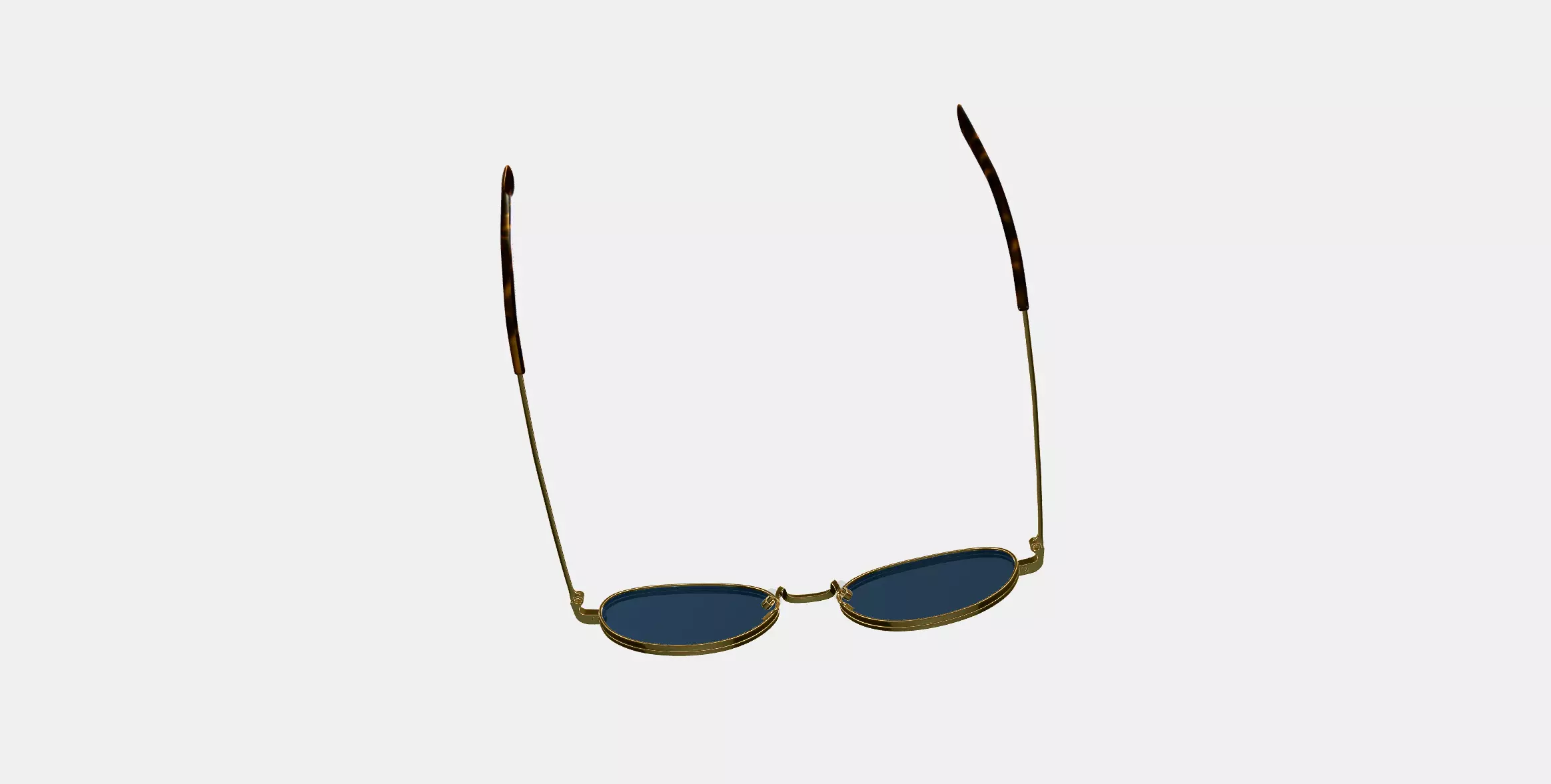 Albie Sunglasses in Polished Gold 3D model_0