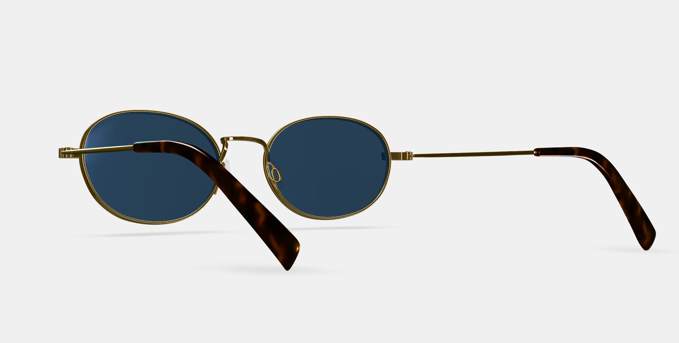 Albie Sunglasses in Polished Gold 3D model_3