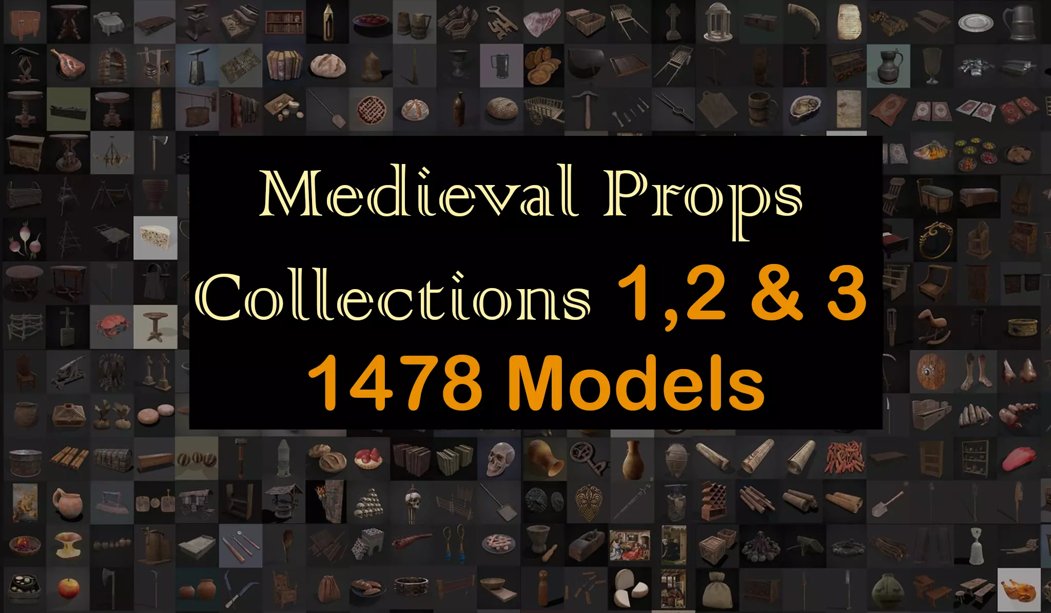 Medieval Props Collection ONE TWO THREE 3D Model Pack
