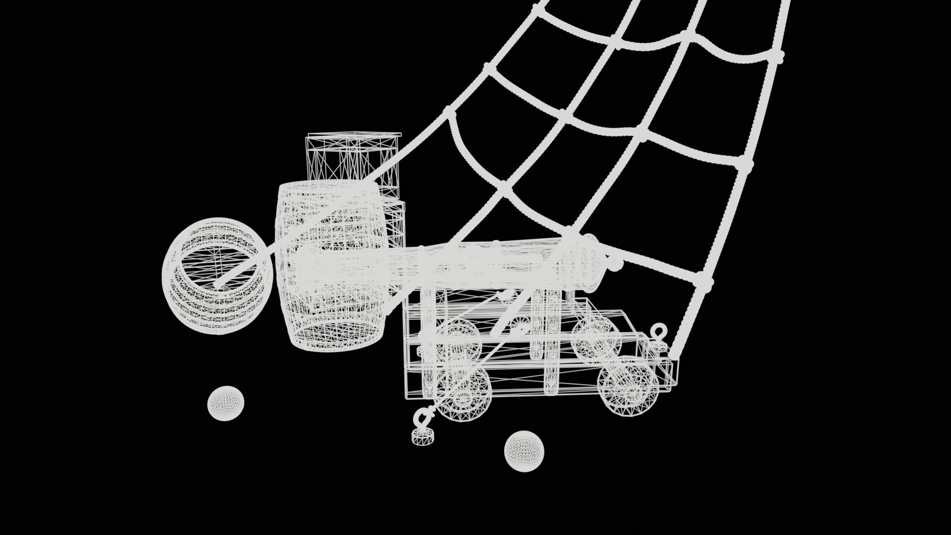 pirate cannon barrels and boxes  high-poly 3D model_20