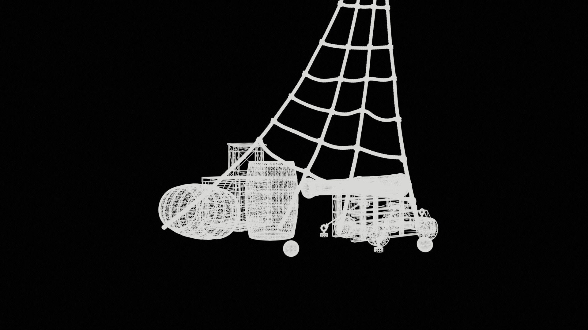 pirate cannon barrels and boxes  high-poly 3D model_17