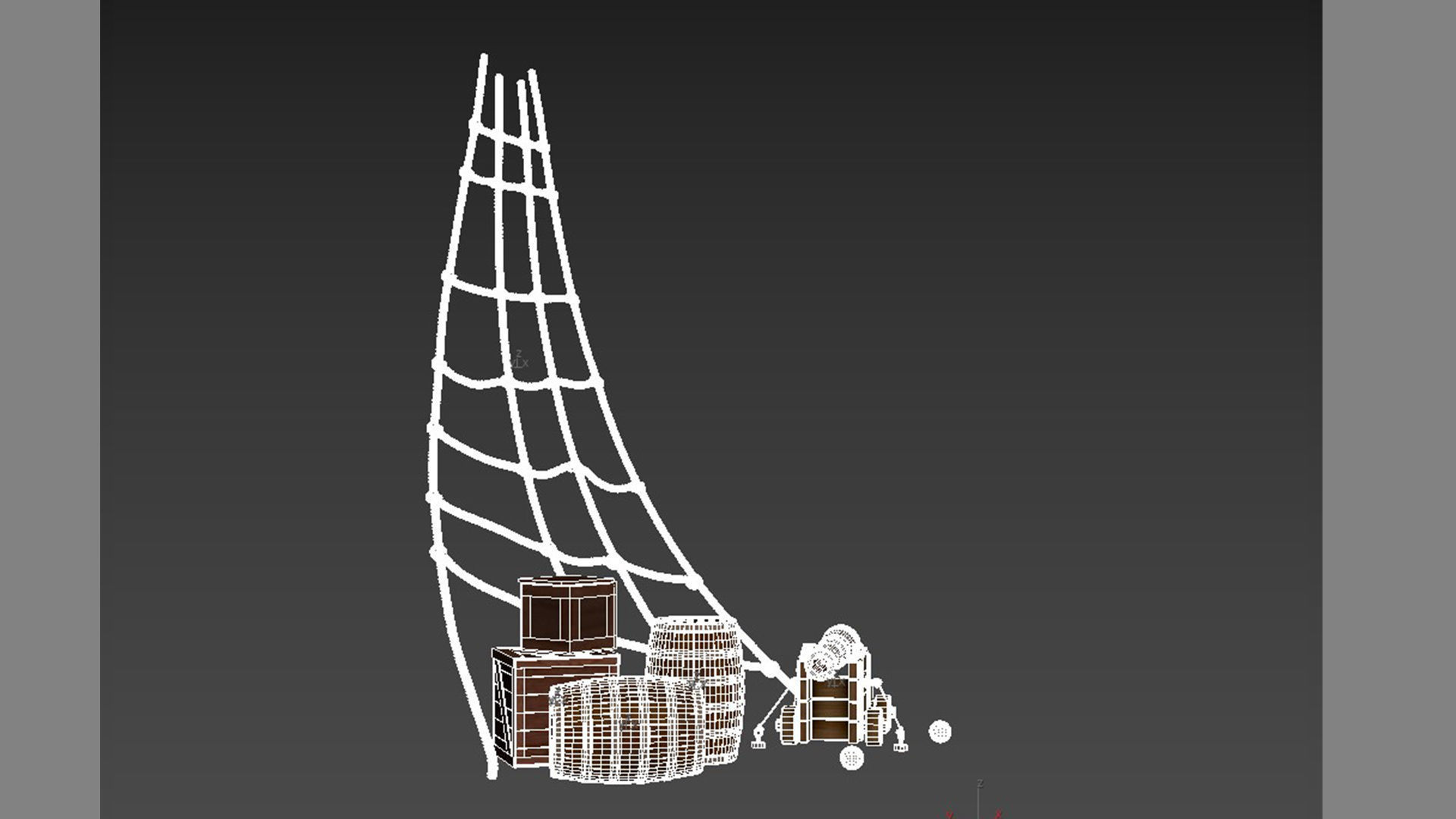 pirate cannon barrels and boxes  high-poly 3D model_7