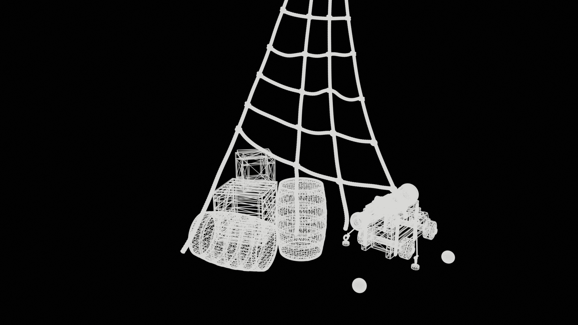 pirate cannon barrels and boxes  high-poly 3D model_18