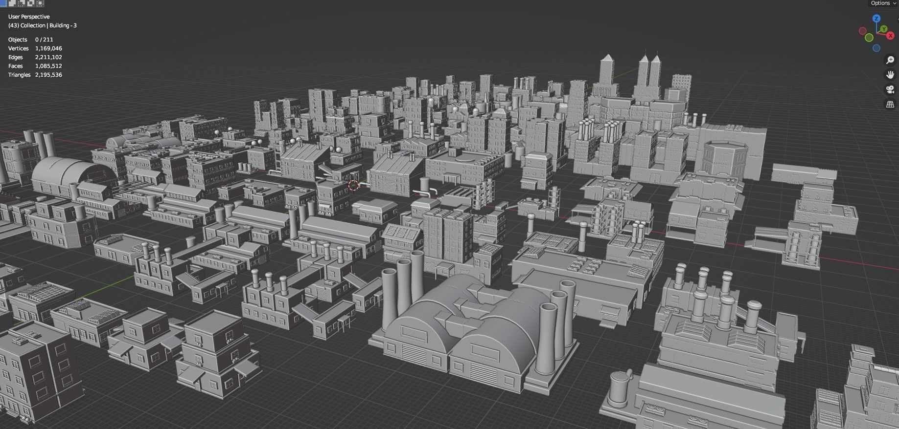 Low Poly City Buildings Pack Of 210 - Game Ready - Untextured  3D model_89