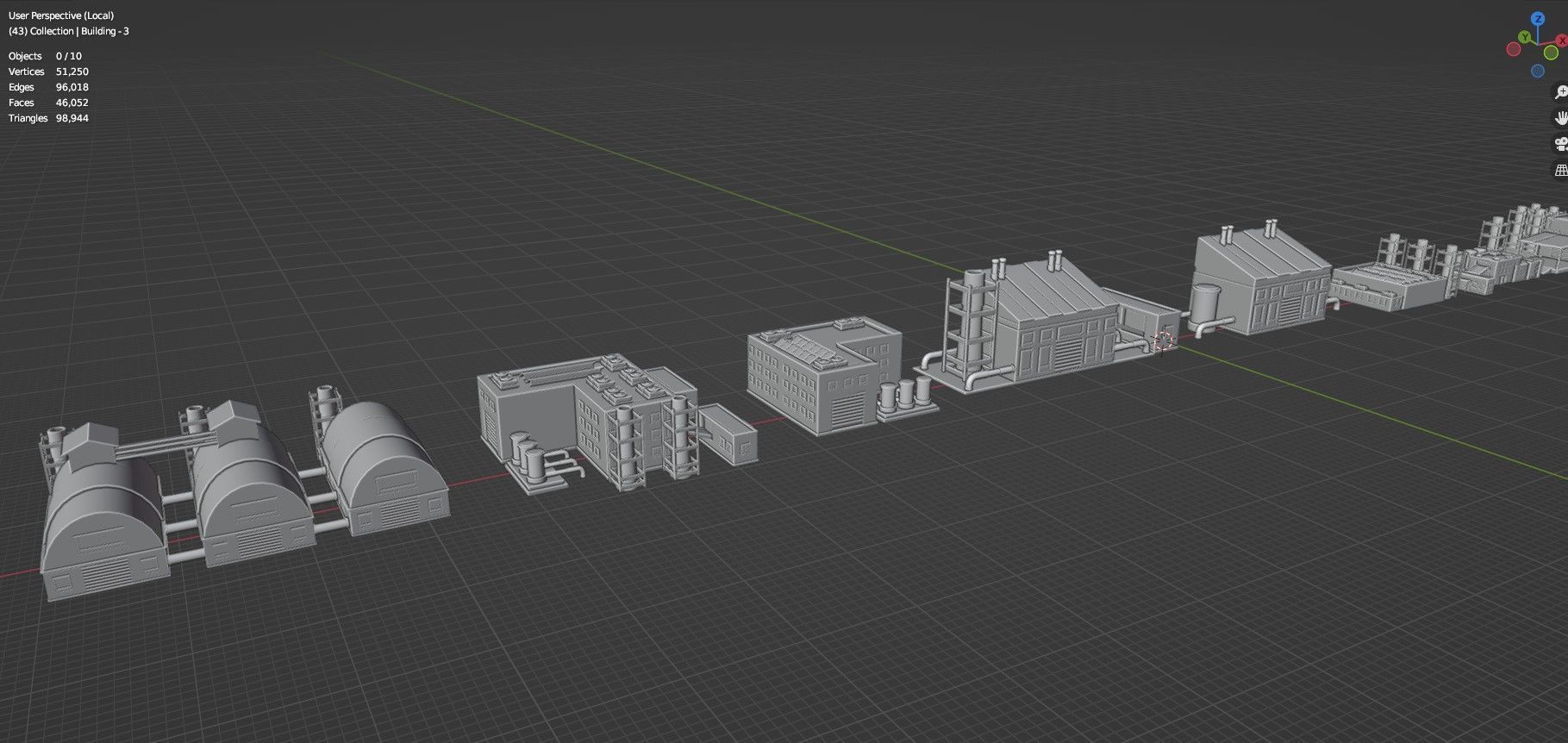 Low Poly City Buildings Pack Of 210 - Game Ready - Untextured  3D model_76
