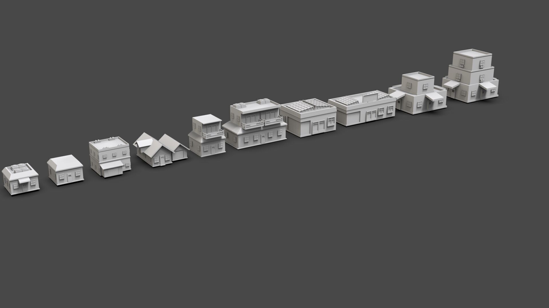 Low Poly City Buildings Pack Of 210 - Game Ready - Untextured  3D model_35
