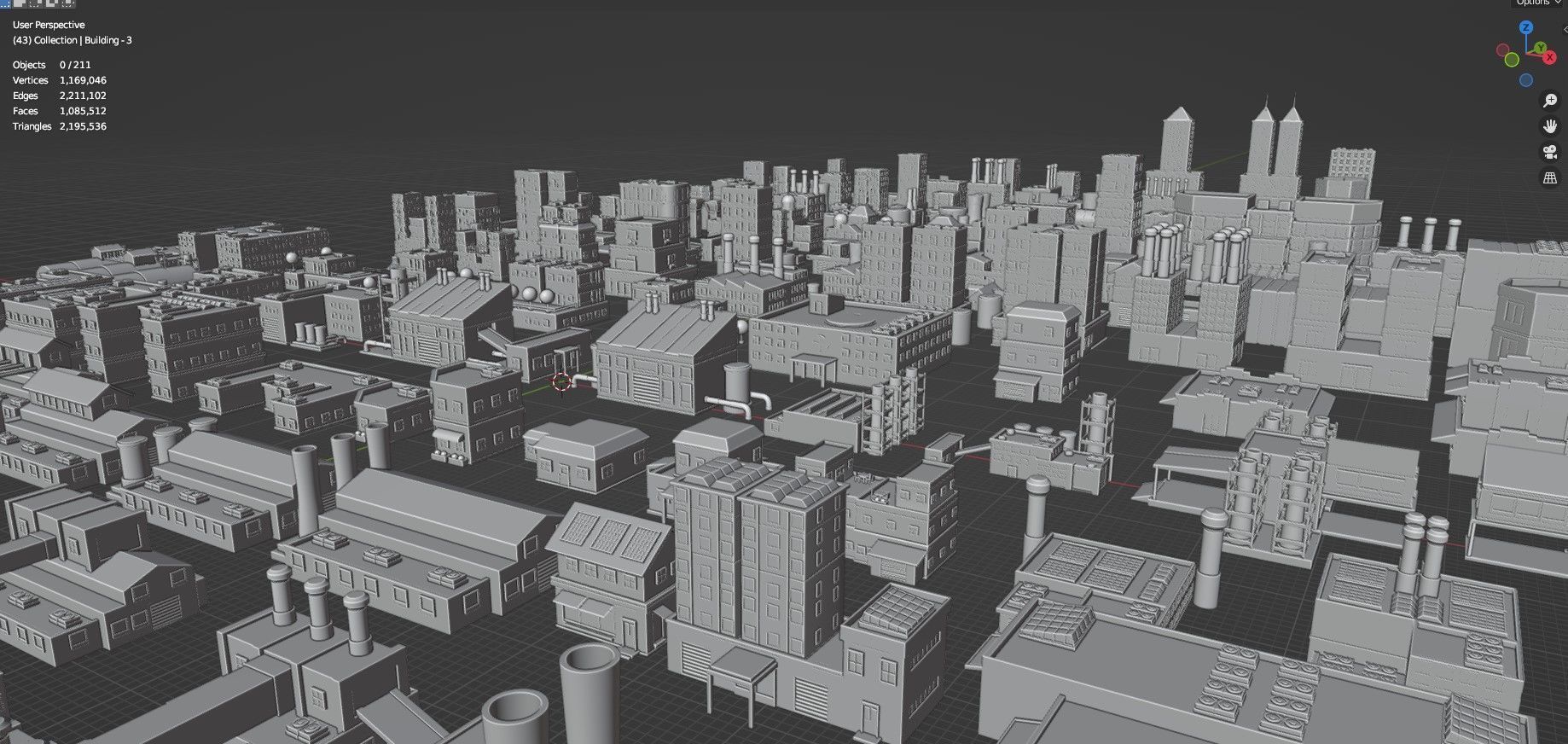 Low Poly City Buildings Pack Of 210 - Game Ready - Untextured  3D model_69
