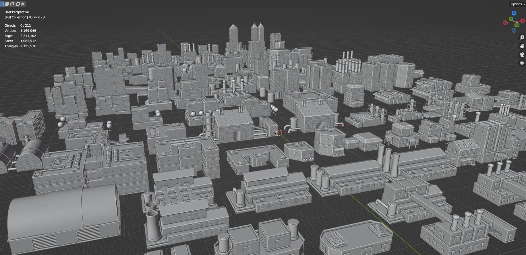 Low Poly City Buildings Pack Of 210 - Game Ready - Untextured  3D model_90